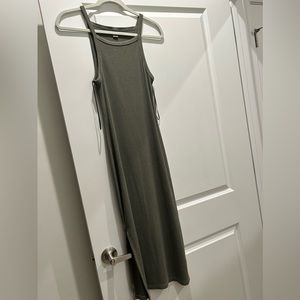 Long midi olive green body con dress